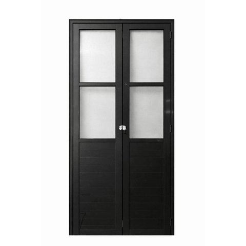 Porta de Correr Alumínio Preto Camarão Lambril com Visor Maxx - 210x100 "e"