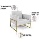 Ver imagem 6 de Kit 2 Poltronas Base Industrial Alta Dourado Marisa Linho Cinza A05 D03 - D’Rossi