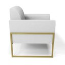 Ver imagem 4 de Kit 2 Poltronas Base Industrial Alta Dourado Marisa Linho Cinza A05 D03 - D’Rossi