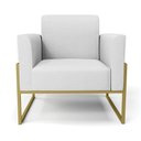 Ver imagem 3 de Kit 2 Poltronas Base Industrial Alta Dourado Marisa Linho Cinza A05 D03 - D’Rossi