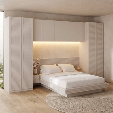 Guarda Roupa Planejado de Canto 9 Portas e 6 Peças Samambaia CabeCasa MadeiraOriginals Offwhite