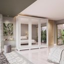 Ver imagem 1 de Guarda-roupa Casal 100% Mdf Kappesberg 3 Portas de Correr com Espelhos 8 Gavetas Branco