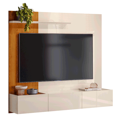Painel para TV de até 65 Polegadas 3 Portas Astral Cinamomo/Off White