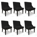 Ver imagem 1 de Kit 06 Cadeiras de Jantar Liz Linho Preto A79 Base Fixa Madeira Preto - D’Rossi