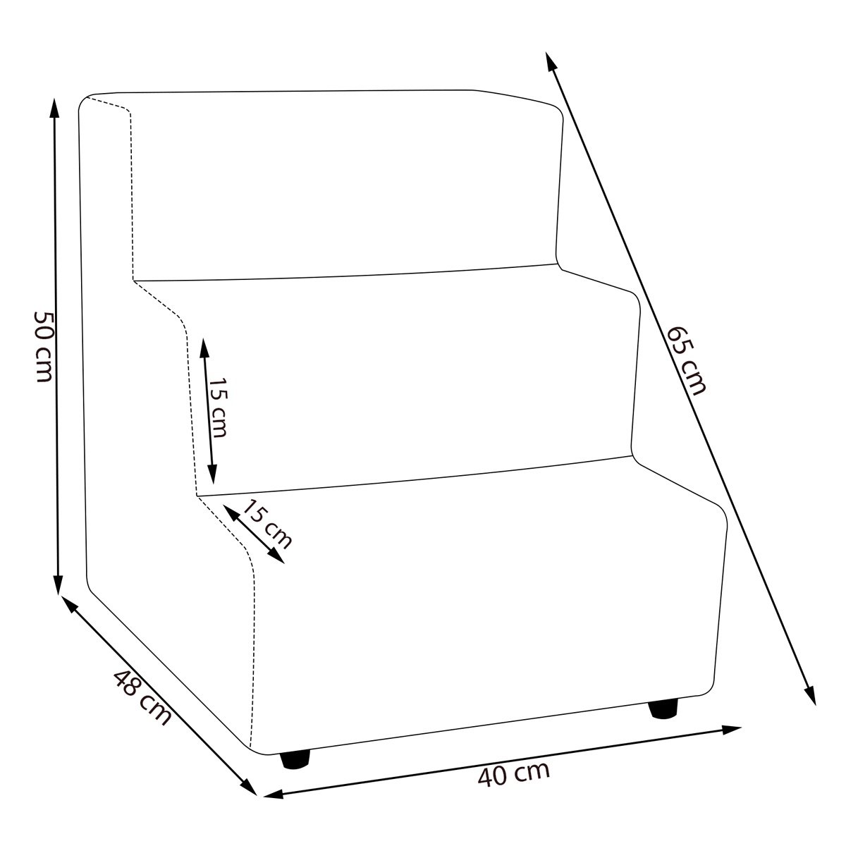 Escadinha Pet Escada Cachorro Pequeno 3 Degraus Veludo Bege - 6