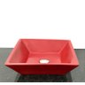 Cuba de louça vermelha quadrada de sobrepor 41 x 12cm - 1
