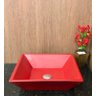 Cuba de louça vermelha quadrada de sobrepor 41 x 12cm - 3