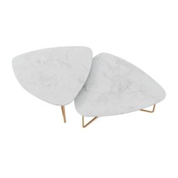 Kit 2 Mesas de Centro para Sala Design Orgânico Dourada Capri Cor:atenna - 3