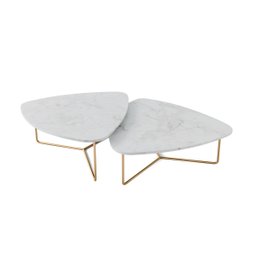 Kit 2 Mesas de Centro para Sala Design Orgânico Dourada Capri Cor:atenna - 1