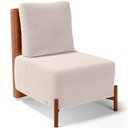 Ver imagem 1 de Poltrona Decorativa Sala de Estar Living Pés Madeira Hungria L02 Couríssimo Camel Suede Bege - Lyam