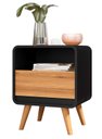 Ver imagem 3 de Mesa de Cabeceira Retrô Compacta 1 Gaveta 1 Nicho Channel - Potenza Móveis - Preto com Nature