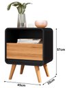 Ver imagem 6 de Mesa de Cabeceira Retrô Compacta 1 Gaveta 1 Nicho Channel - Potenza Móveis - Preto com Nature
