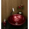 Kit cuba louça redonda vermelho,válvula,torneira,sifão e sab - 6