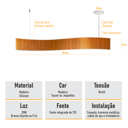 Lustre Madeira Grande Comprido Linear Z Slin 92cm - Snk 03 - Tauari - 9