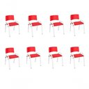 Ver imagem 1 de Kit 8 Cadeira Iso Infantil Creche, Base Branco Vermelho