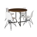 Ver imagem 6 de Mesa Industrial Jantar Redonda Amêndoa 110Cm Base V Com 4 Cadeiras Eames Brancas Ferro Preto