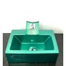 Kit com cuba louça retangular verde apoio,válvula e torneira - 1