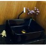 Kit cuba louça preta retangular,válvula,torneira,sifão - 3
