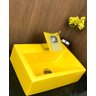 Kit cuba louça amarela retangular apoio,válvula e torneira - 2