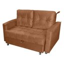 Ver imagem 3 de Sofá Cama 2 Lugares Duleek Veludo Ferrugem