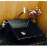 Kit com cuba louça preta quadrada,válvula,torneira,sifão - 2