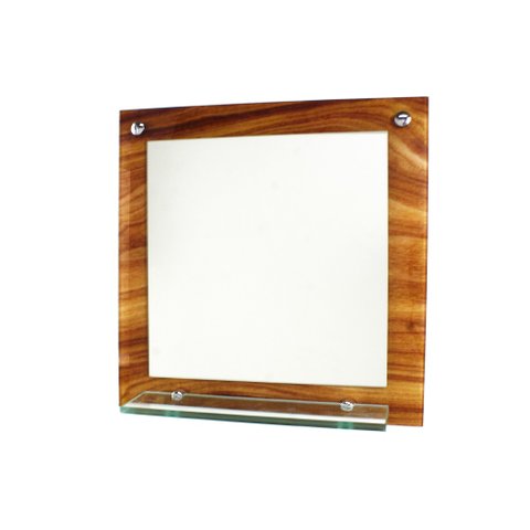 ESPELHO PARA BANHEIRO COM PRATELEIRA 40CM X 40CM MADEIRA NOGUEIRA