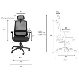 Cadeira de Escritório Diretor Encosto Reclinável Ergonômica: Preta - 8