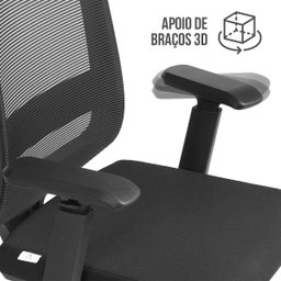 Cadeira de Escritório Diretor Encosto Reclinável Ergonômica: Preta - 6