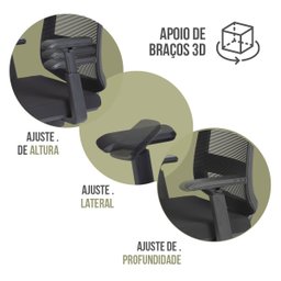 Cadeira de Escritório Diretor Encosto Reclinável Ergonômica: Preta - 9