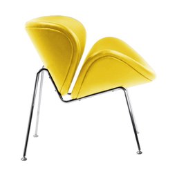 Poltrona Trevo Couro Sintético Amarelo Base Inox - 3