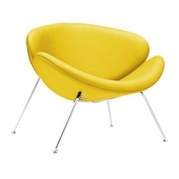 Poltrona Trevo Couro Sintético Amarelo Base Inox - 2