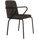 Ver imagem 1 de Cadeira Estofada para Sala de Jantar com Braço Loft Preto C01 Bouclê Marrom - Lyam Decor
