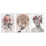 Kit 3 Quadros Decorativo Quarto de Casal 40x60cm Feminino Surreal Flores Moldura Branca - Hugart - 1