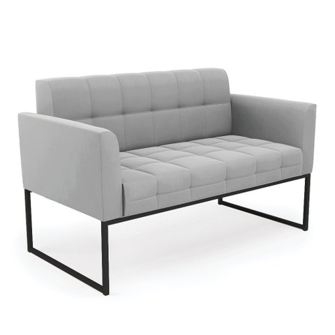 Sofá Namoradeira Elisa Suede Cinza Base Metálica Industrial Preto - D'Rossi