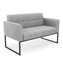 Ver imagem 1 de Sofá Namoradeira Elisa Suede Cinza Base Metálica Industrial Preto - D'Rossi
