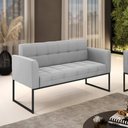 Ver imagem 2 de Sofá Namoradeira Elisa Suede Cinza Base Metálica Industrial Preto - D'Rossi