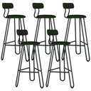 Ver imagem 1 de Kit 05 Banqueta Alta Bar Cozinha Sala de Jantar Áris C01 Preto Linho Verde Musgo - Lyam Decor