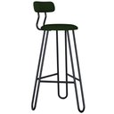 Ver imagem 5 de Kit 05 Banqueta Alta Bar Cozinha Sala de Jantar Áris C01 Preto Linho Verde Musgo - Lyam Decor