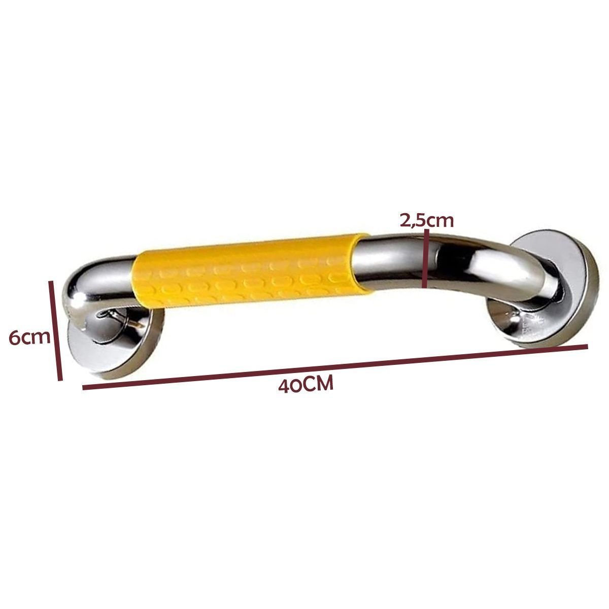Barra de Apoio 40cm Antiderrapante Suporte Anti Queda Aço Inox Evita Acidentes Pcd Acessibilidade Id - 2
