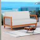 Ver imagem 2 de Sofá Varanda Samoa Madeira Maciça 02 Lugares com Cordas Náutica Linho Rústico Grigio - Desk Design