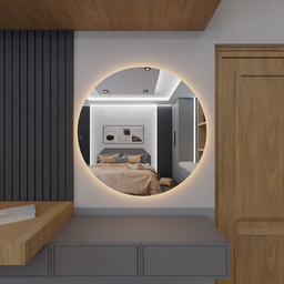 Espelho Orgânico Decorativo Lapidado com Led 90x90 Cm E08 para Sala, Quarto, Banheir, 3000k 110v - 4