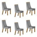 Ver imagem 1 de Kit de 6 Cadeiras para Sala de Jantar Aurora Cinza/Cinamomo/Linho Prata