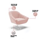 Ver imagem 6 de Poltrona Giratória Giovana Veludo Rosê Base Cromada - D’Rossi