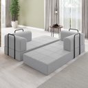 Ver imagem 2 de Sofá na Caixa Modular 2 Lugares Linho Bege para Sala:cinza