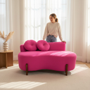 Ver imagem 2 de Namoradeira Sofá Feijão Lounge 120cm Orgânica Veludo Rosa Pink