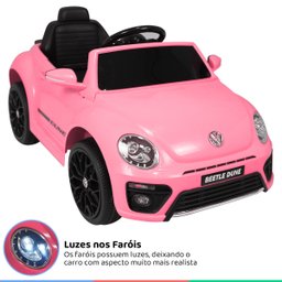 Carro Elétrico Infantil Controle Radio Fm Usb Bluetooth Criança até 30kg Luz Som Fusca Beetle Dune - 2