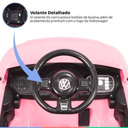 Carro Elétrico Infantil Controle Radio Fm Usb Bluetooth Criança até 30kg Luz Som Fusca Beetle Dune - 4