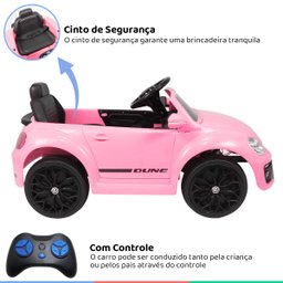 Carro Elétrico Infantil Controle Radio Fm Usb Bluetooth Criança até 30kg Luz Som Fusca Beetle Dune - 3