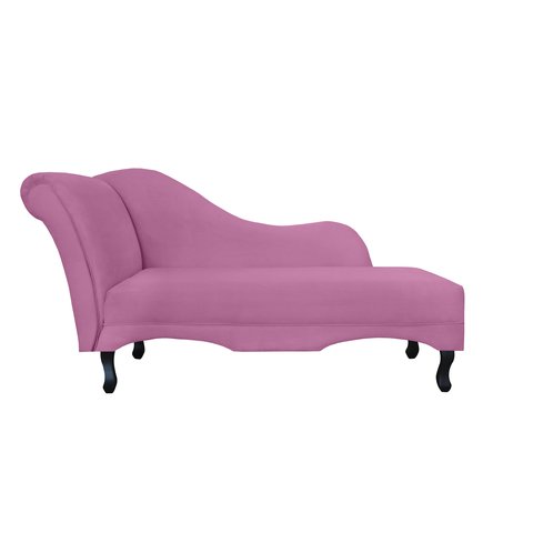 Recamier Decorativo Divã Olivia Suede Rosa Pés Madeira Ms Decor