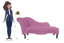 Ver imagem 4 de Recamier Decorativo Divã Olivia Suede Rosa Pés Madeira Ms Decor